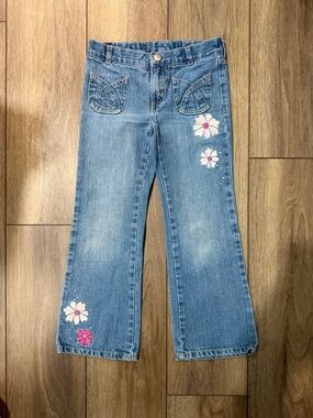 Gymboree Light Blue Denim Jeans with Floral Appliqués